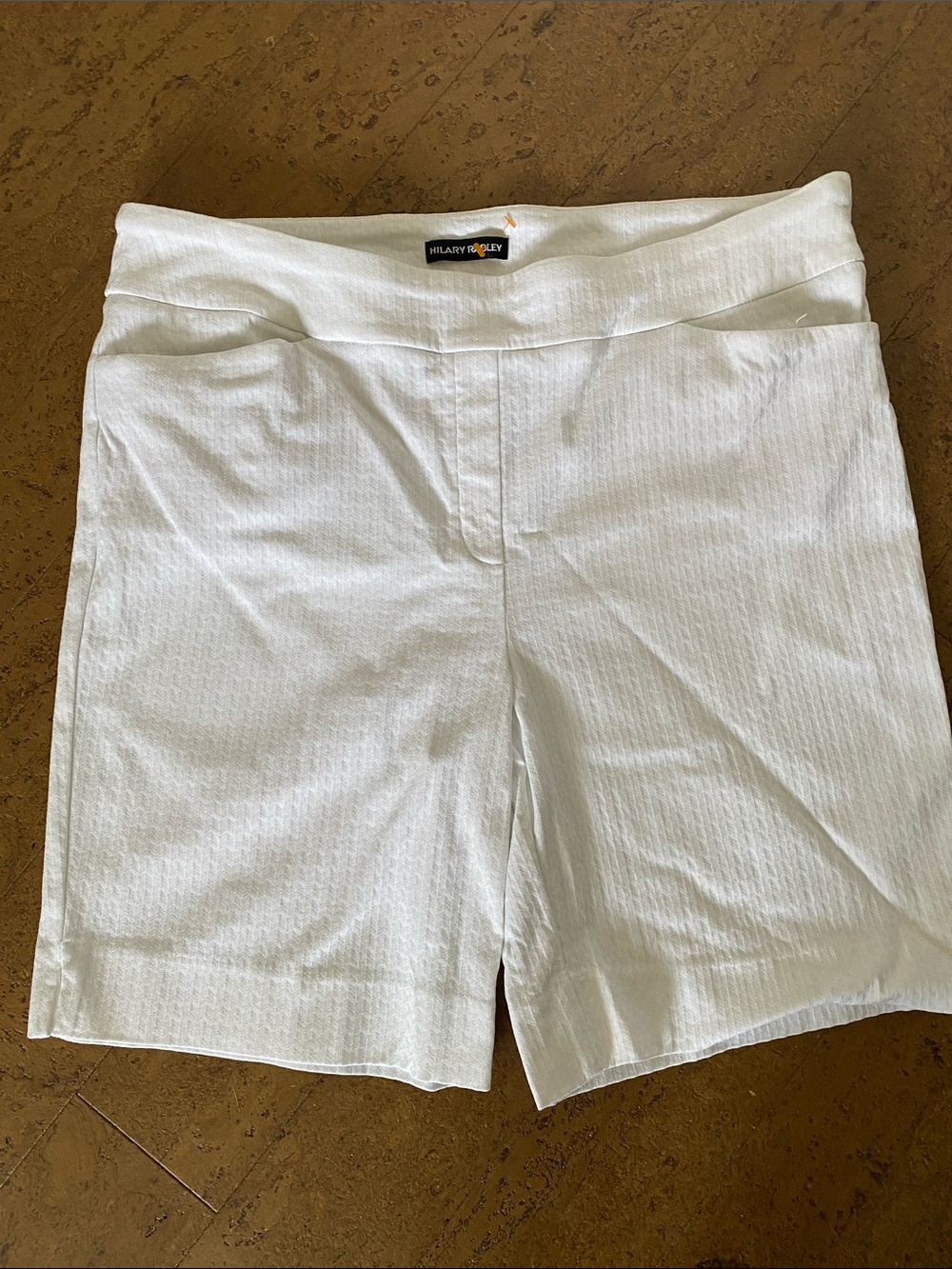 Plus Size Hilary Radley White Women's Pull-On Stretchy Texture Bermuda Shorts